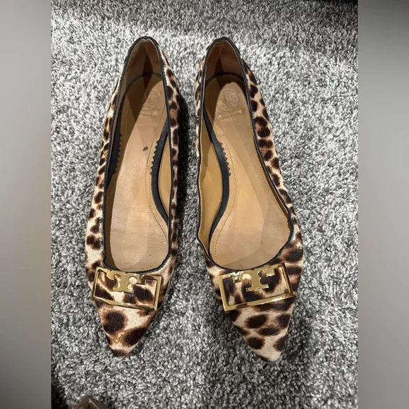 Tory Burch Gigi leopard print pointed toe flats, women's size 9 - Picture 11 of 13